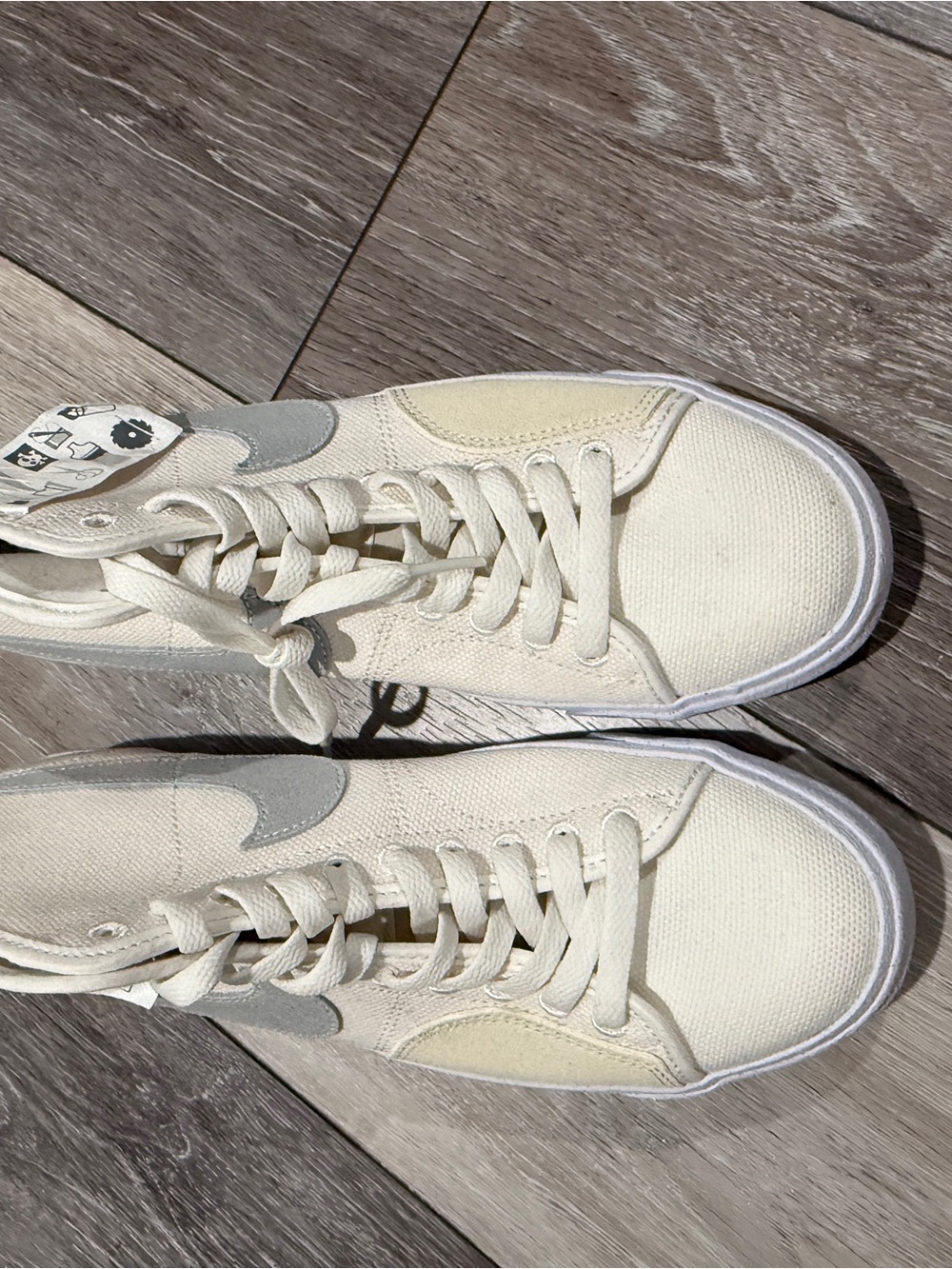 Nike Men’s Canvas Low-Top Sneakers in Cream and Light Gray
